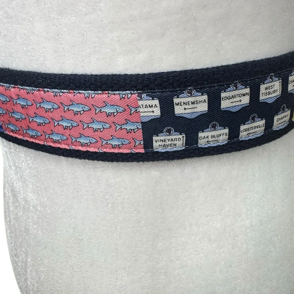 Vineyard Vines Kids‎ patchwork belt; navy canvas double loop buckle, size: XS